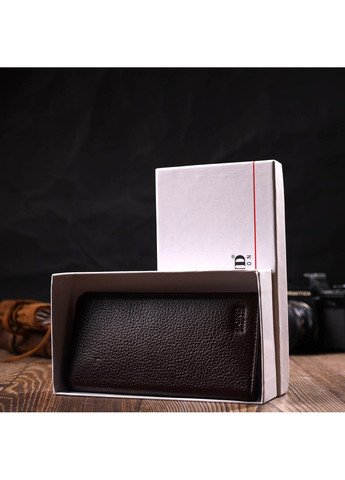 Вертикальний вузький чоловічий гаманець із натуральної зернистої шкіри 22052 Коричневий Bond (262157986)