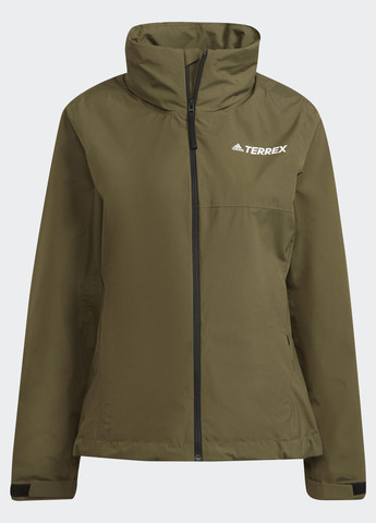 Зеленая демисезонная куртка-дождевик terrex multi rain.rdy primegreen adidas