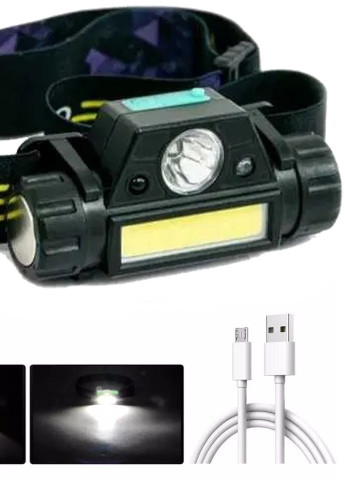 Фонарь налобный Headlamp LED 2 лампи XPE+COM 500 LM, USB, встроенный аккумулятор Martec (256900196)