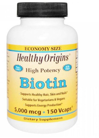 Biotin High Potency 5000 mcg 150 Veg Caps Healthy Origins (256722687)