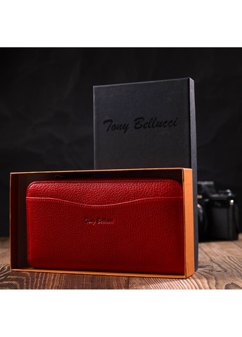 Яркое женское портмоне на молнии из натуральной кожи 21972 Красный Tony Bellucci (262158816)