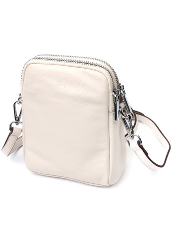 Жіноча невелика вертикальна сумка на два відділення з натуральної шкіри 22401 Біла Vintage (276457513)