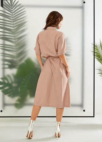 Бежевое женское платье-рубашка цвет бежевый р.42/44 435711 New Trend