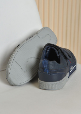 Темно-синие туфли детские для мальчика темно-синего цвета на липучке Let's Shop