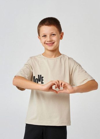 Бежевая детская футболка | 95% хлопок | демисезон |122, 128, 134, 140 | легкость и комфорт бежевый Smil