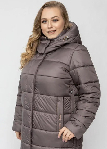 Кофейная зимняя женская куртка большого размера зимняя SK