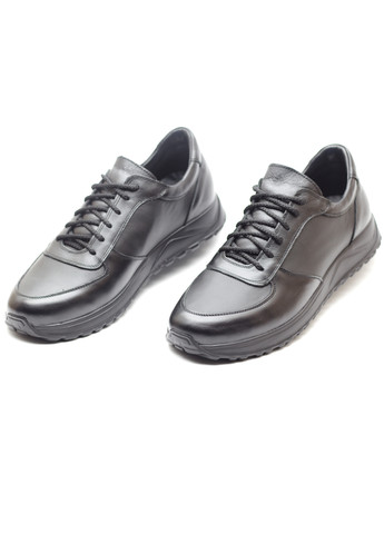 Черные демисезонные кроссовки мужские из натуральной кожи Zlett 6133