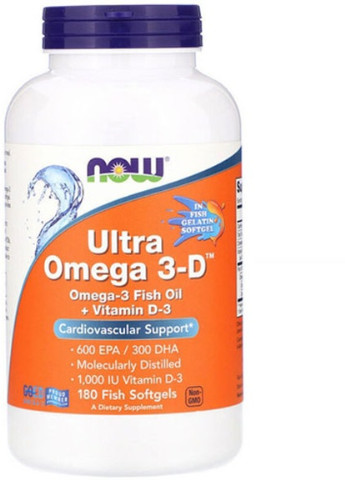 Ultra Omega 3-D 180 Fish Softgels Now Foods (256719200)