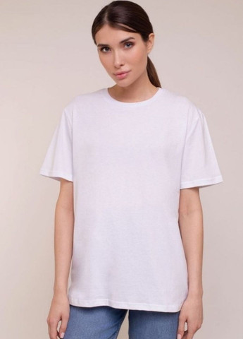 Біла базова однотонна біла футболка з коротким рукавом No Brand