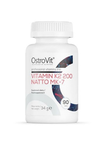 Vitamin K2 200 Natto MK-7 90 Tabs Ostrovit (258961268)