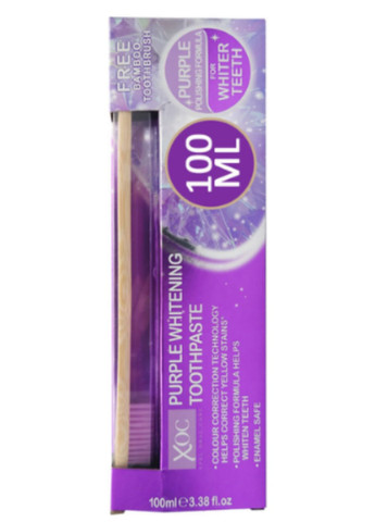 Відбілююча зубна паста Purple Whitening Toothpaste 100мл + бамбукова зубна щітка Xpel Marketing Ltd (275398737)