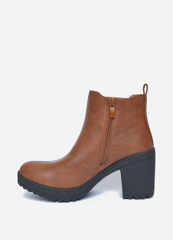 Осенние ботинки женские демисезонные коричневого цвета на молнии дезерты Let's Shop без декора из искусственной кожи