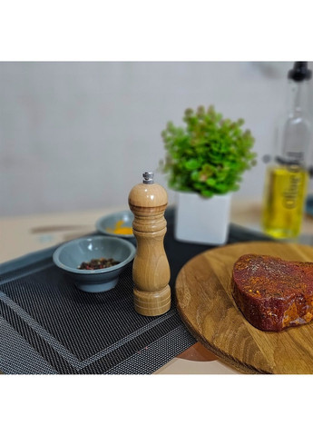 Подрібнювач спецій млин сільничка перець перцемолка дерев'яна для спецій перцю солі 16 см Kitchen Master (273169104)