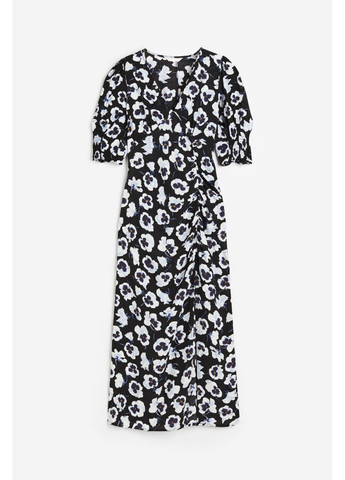 Черное повседневный женское длинное платье с распоркой (54336) 36 черное H&M