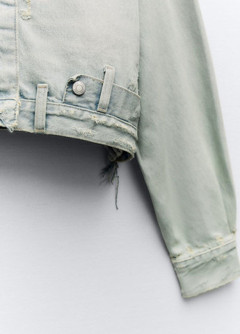 Голубая летняя джинсовая куртка trf с имитацией пояса штанов Zara