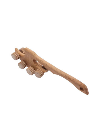 Массажер универсальный антицеллюлитный деревянный роликовый с ручкой на 8 роликов "Топорик" Woodly (261240283)