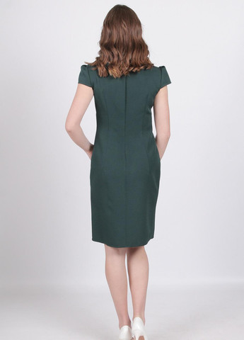 Темно-зеленое платье женское 158 однотонный креп зеленое Актуаль