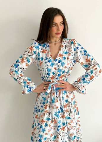 Білий повсякденний сукня з візерунком кльош Garna з квітковим принтом