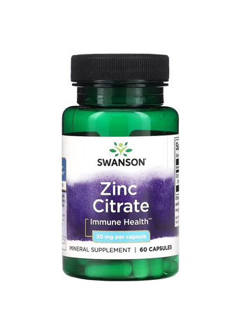 Цитрат Цинка Zinc Citrate 30 мг - 60 капсул Swanson (271823060)