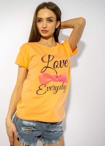 Персикова літня футболка жіноча з принтом (персиковий) Time of Style