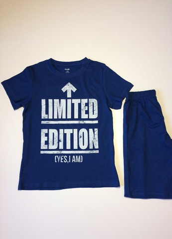Синяя всесезон пижама для мальчика футболка + шорты Kiabi