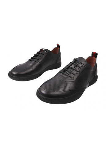Черные кроссовки мужские из натуральной кожи, на низком ходу, на шнуровке, цвет черный, Anemone 169-21LTCP