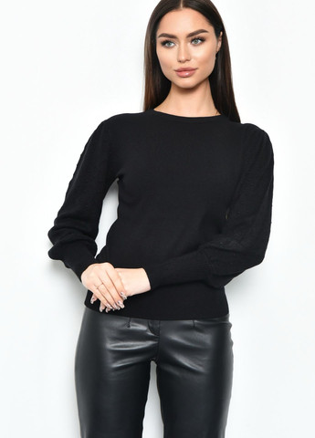 Чорний демісезонний светр жіночий однотонний чорного кольору пуловер Let's Shop