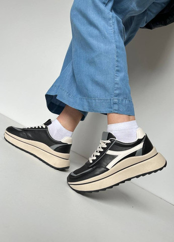 Черно-белые демисезонные кроссовки женские No Brand