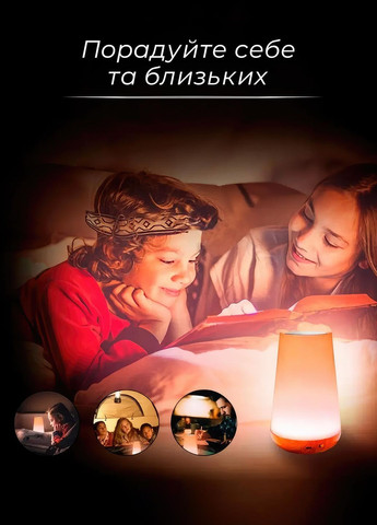 Сенсорная лампа ночник с usb зарядкой на аккумуляторе в спальню / настольная лампа с пультом 7 цветов 9171 Желтый 68845 OnePro (266554747)
