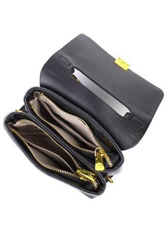 Жіноча стильна сумка з натуральної шкіри 22074 Чорна Vintage (260359848)