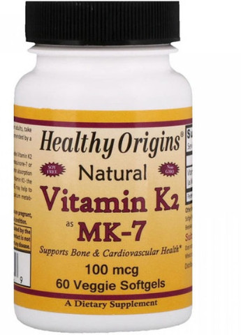 Vitamin K2 as MK-7 Natural 60 Veg Softgels Healthy Origins (256722685)