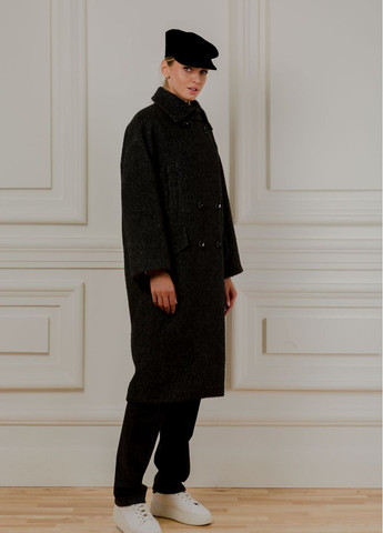 Черное демисезонное Шерстяное пальто Шарлотта двубортное Dolcedonna