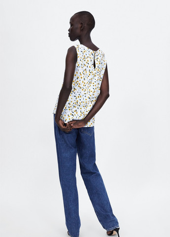Айвори летняя блуза без рукавов в цветочный принт айвори Zara