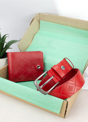 Подарунковий жіночий набір №80 у коробці: гаманець та ремінь червоний HandyCover (272593086)