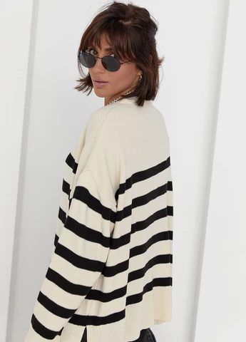Кофта женская oversize в полоску - бежевый Lurex (269993322)