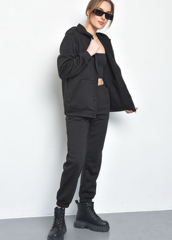 Спортивний костюм жіночий на флісі чорного кольору Let's Shop (271126506)