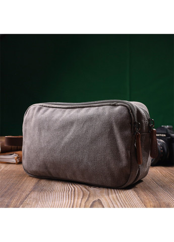 Удобная мужская барсетка на два отделения из качественного текстиля 22230 Серый Vintage (267925344)