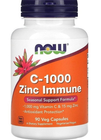 C-1000 Zinc 15 mg Immune 90 Veg Caps Now Foods (258661490)