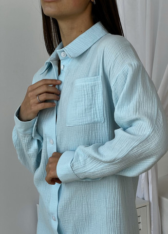 Светло-голубой кэжуал рубашка Cosy с длинным рукавом