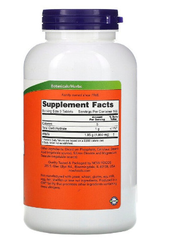 Alfalfa 650 mg 500 Tabs Now Foods (256719173)