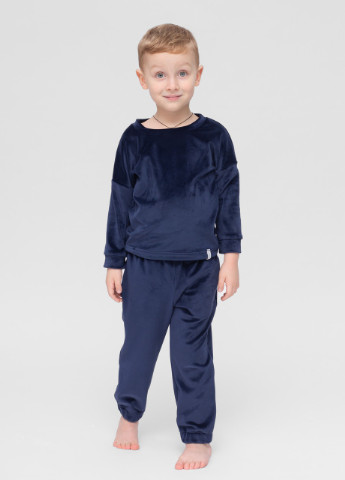 Темно-синя піжама дитяча домашня велюрова кофта зі штанами темно-синій Maybel
