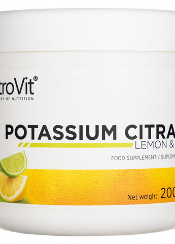 Калий Potassium Citrate 200 g (Lemon & lime) Ostrovit (271398575)