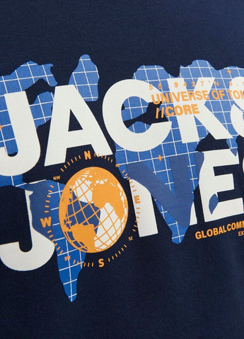 Світшот фліс,темно-синій з принтом,JACK&JONES Jack & Jones - крій темно-синій - (275135728)