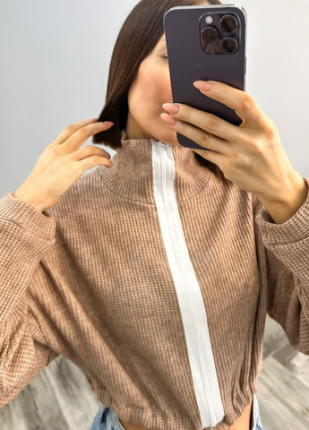 Бежевий демісезонний базовий светр із в'язки в ніжних кольорах в одному розмірі, повсякденний oversize светр No Brand 1042-1