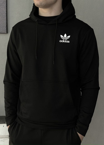 Демісезонний худі чорний з лого Adidas (двонитка Vakko (260669155)