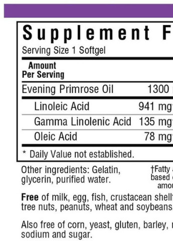 Evening Primrose Oil 1300 mg 60 Softgels BLB0921 Bluebonnet Nutrition (256722073)