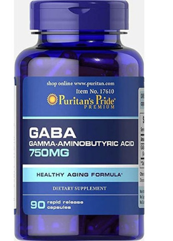 Puritan's Pride GABA (Gamma Aminobutyric Acid) 750 mg 90 Caps Puritans Pride (256719891)