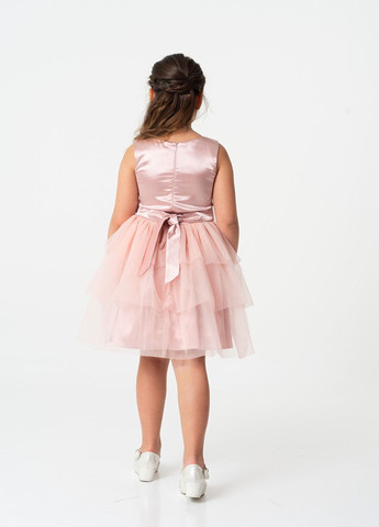 Пудрова сукня ошатна з трьома рюшами пудра для дівчинки Yumster (260941917)