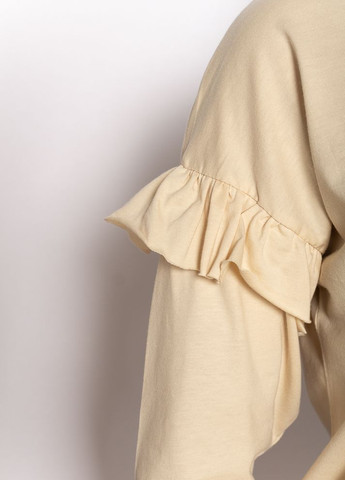 Бежевое кэжуал платье-туника с рюшами на рукавах (бежевый) Time of Style однотонное