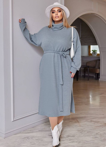 Оливкова женское ангоровое платье в рубчик цвет оливка р.50/52 447225 New Trend